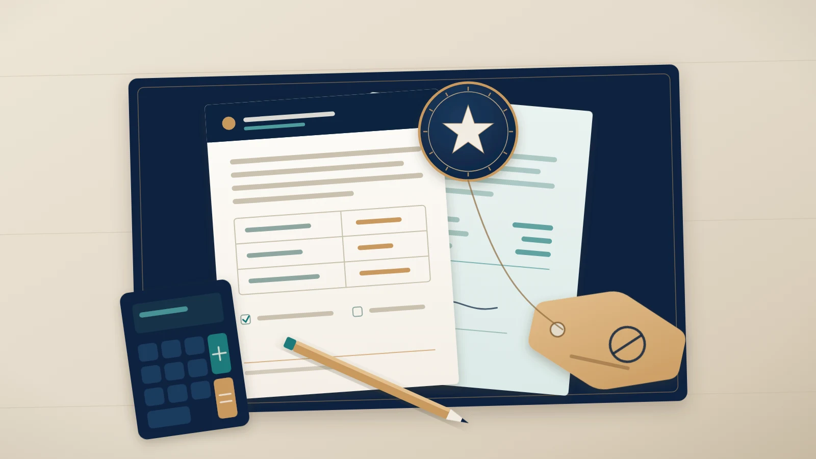 Tax documents and VA loan paperwork on a desk